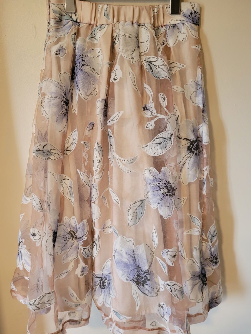 Soft Blush Floral Circle Skirt with Lavender Accents - Picture 4 of 6